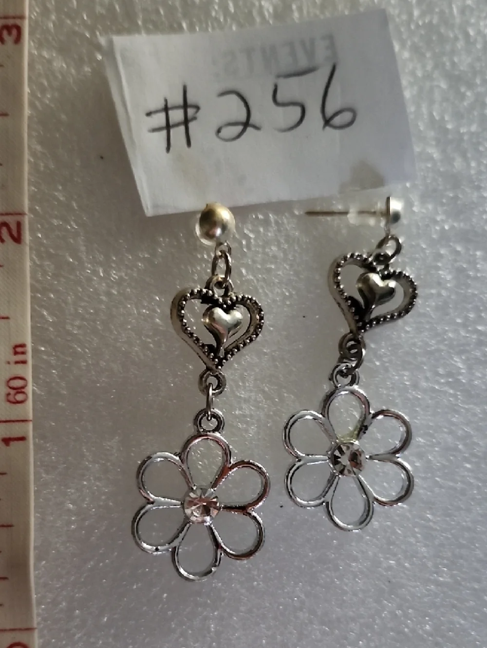 Hand Crafted Silver Heart & Daisy Drop Earrings